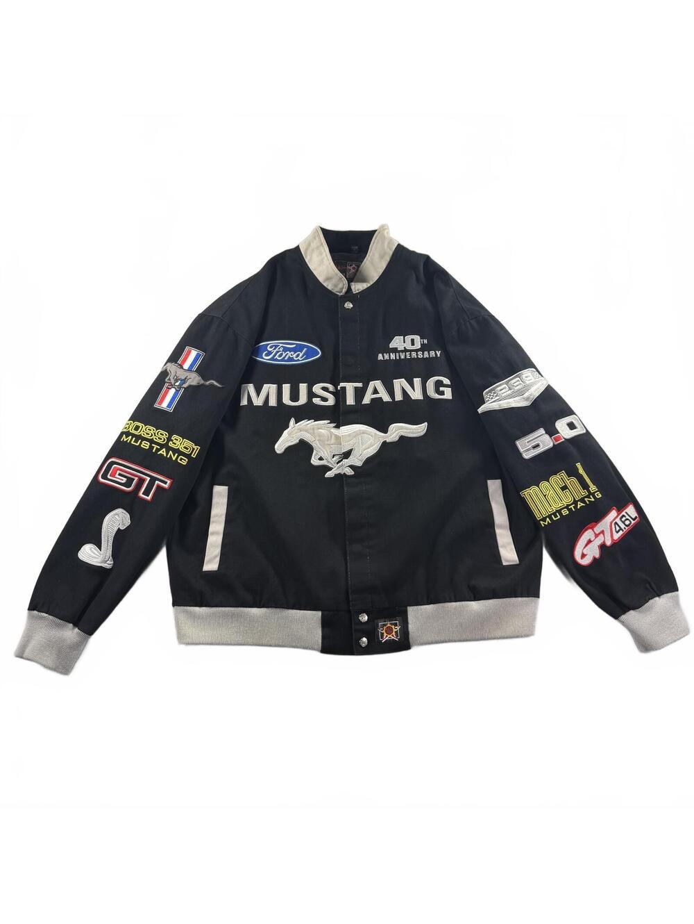 2004 Ford Mustang 40th Anniversary Bomber Racing Jacket XL Black Embroidered